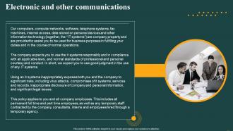 Electronic And Other Communications Employee Handbook Template Ppt Professional Graphic Images