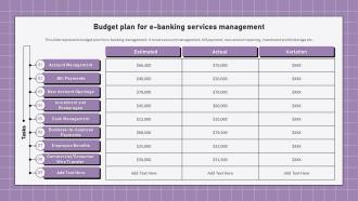 Electronic Banking Management Budget Plan For E Banking Services Management