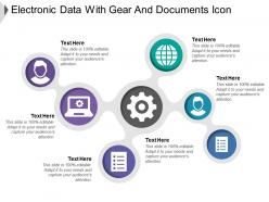 Electronic data with gear and documents icon