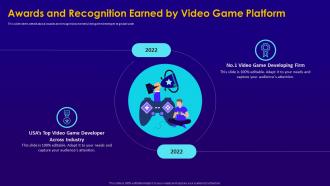 Electronic game pitch deck awards and recognition earned by video game platform