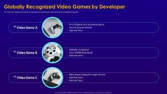 Electronic game pitch deck globally recognized video games by developer