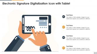 Electronic Signature Digitalization Icon With Tablet