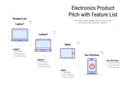 Electronics product pitch with feature list