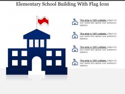 Elementary school building with flag icon