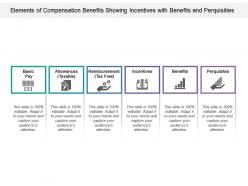 Elements of compensation benefits showing incentives with benefits and perquisities