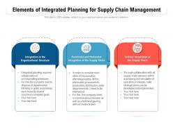 Elements of integrated planning for supply chain management