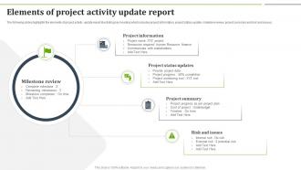 Elements Of Project Activity Update Report