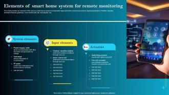Elements Of Smart Home System For Remote Monitoring Iot Smart Homes Automation IOT SS