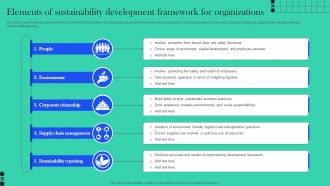 Elements Of Sustainability Development Framework For Organizations