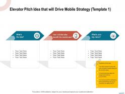 Elevator pitch idea that will drive mobile strategy template big vision ppt powerpoint presentation portfolio good
