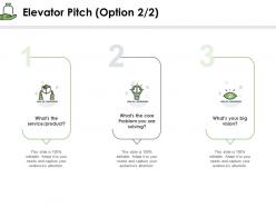 Elevator pitch option product ppt powerpoint presentation backgrounds