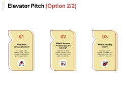 Elevator pitch product ppt powerpoint presentation icon ideas