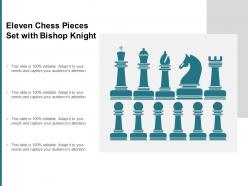 Eleven chess pieces set with bishop knight