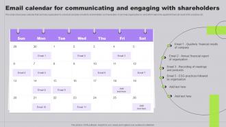 Email Calendar For Communicating And Engaging Developing Long Term Relationship With Shareholders