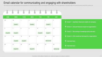 Email Calendar For Communicating And Engaging With Shareholder Engagement Strategy