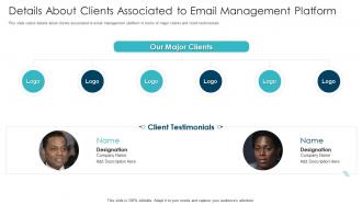 Email management software details about clients associated to email management platform