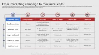 Email Marketing Campaign To Maximize Leads Digital Marketing Strategies For Startups Strategy SS V