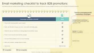 Email Marketing Checklist To Track B2B Promotions B2B Online Marketing Strategies