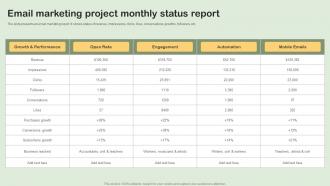 Email Marketing Project Monthly Status Report