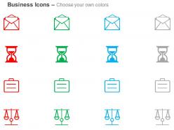 Email open time sand suitcase scales ppt icons graphics
