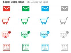Email shopping cart web settings hosting ppt icons graphics