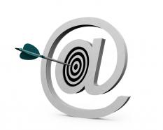 Email symbol and concept target stock photo
