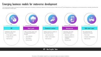 Emerging Business Models For Metaverse Development