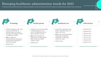 Emerging Healthcare Administration Trends General Administration Of Healthcare System