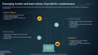 Emerging Trends And Innovations Of Predictive IoT Predictive Maintenance Guide IoT SS