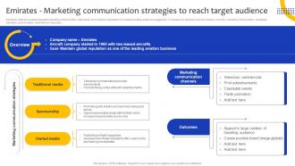 Emirates Marketing Communication Strategies To Reach Comprehensive Guide For Marketing Strategy SS