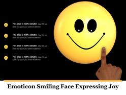 Emoticon smiling face expressing joy