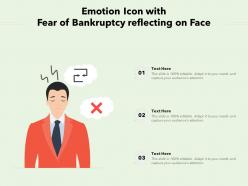 Emotion icon with fear of bankruptcy reflecting on face
