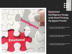 Emotional intelligence image with hand picking up jigsaw puzzle