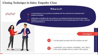 Empathy Close As A Closing Technique In Sales Training Ppt