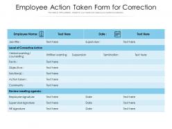 Employee action taken form for correction
