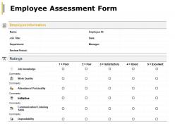 Employee assessment form attendance punctuality ppt powerpoint presentation