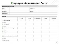 Employee assessment form communication information ppt powerpoint presentation file smartart