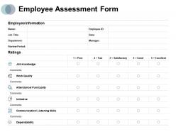 Employee Assessment Form Work Quality Initiative Ppt Powerpoint Presentation Topics