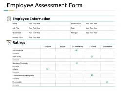 Employee Assessment Form Work Quality Knowledge Ppt Powerpoint Presentation Styles Objects