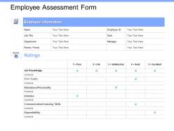 Employee assessment form work quality ppt powerpoint presentation icon example