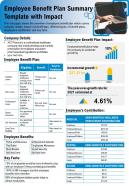 Employee benefit plan summary template with impact presentation report infographic ppt pdf document