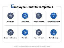 Employee benefits template achievement award perks and bonuses ppt powerpoint presentation styles ideas
