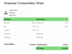 Employee compensation sheet marketing ppt powerpoint presentation outline portfolio