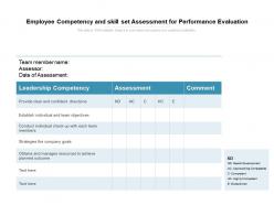 Employee competency and skill set assessment for performance evaluation