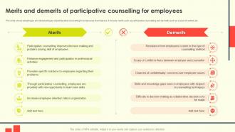 Employee Counselling For Enhancing Merits And Demerits Of Participative Counselling For Employees