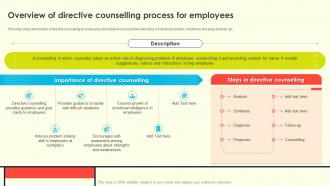 Employee Counselling For Enhancing Overview Of Directive Counselling Process For Employees