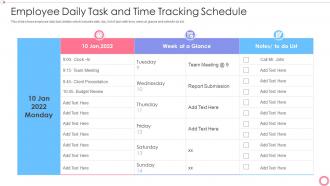 Employee daily task and time tracking schedule