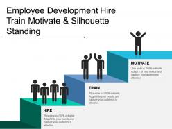 Employee development hire train motivate and silhouette standing