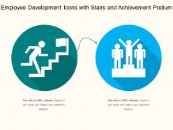 Employee development icons with stairs and achievement podium