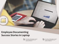 Employee documenting success stories in laptop